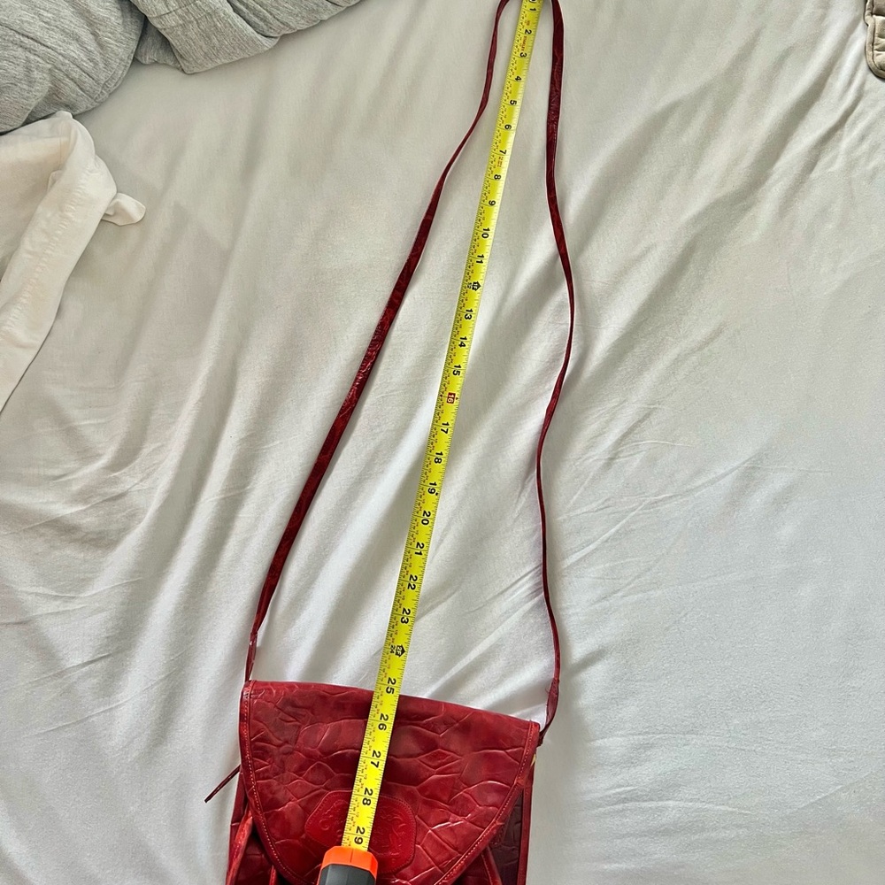 Carlos Falchi Exotic Leather Red Crossbody Bag - Picture 8 of 12